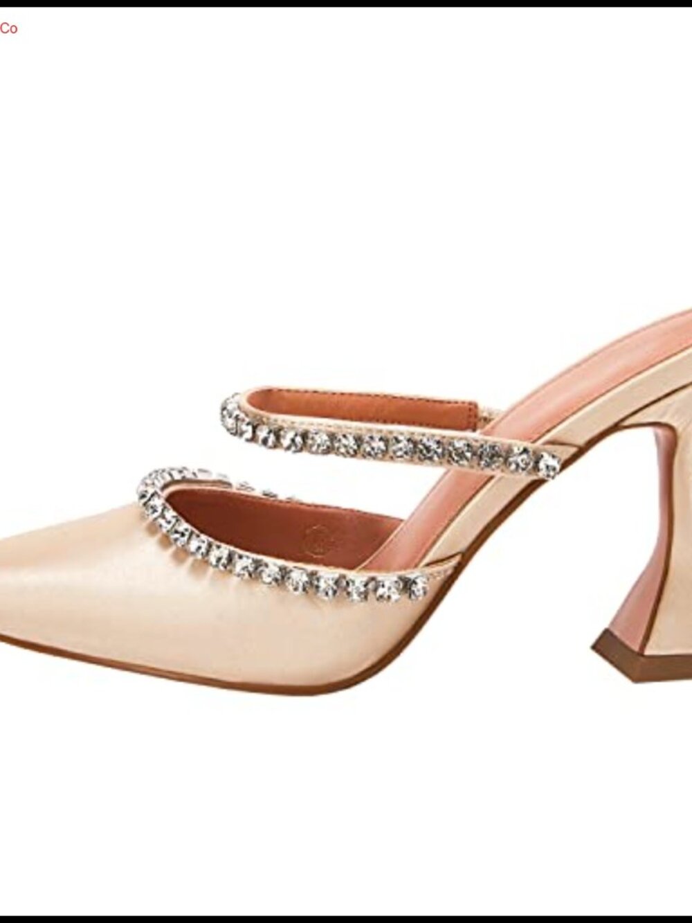 Women's Pointed Toe Strappy Heels Crystal Satin Heeled Mules